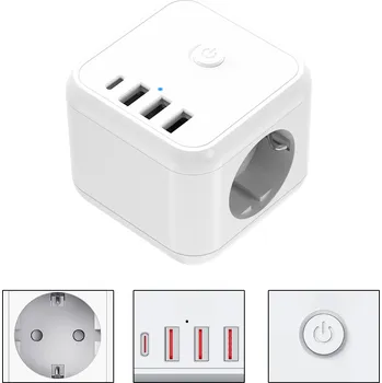 Elektrická zásuvka PRODLUŽOVACÍ KOSTKA NAPÁJECÍ 4 USB 3 ZÁSUVKY SMART LIŠTA