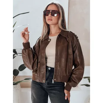 Dámská softshellová bunda Dámská kožená bunda bomber TY5219 Barva: Hnědá, Velikost: S