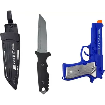 Dětská zbraň Policejní hračka set PLEJO se zvukovou pistolí a nožem