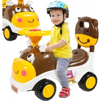 Odrážedlo ODRÁŽEDLO PRO DĚTI HIPCIO HNĚDÝ ÚLOŽNÝ PROSTOR KLAKSON OPĚRADLO 30 KG