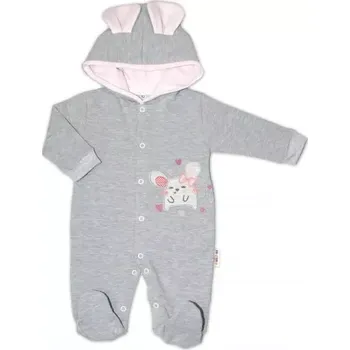 Kojenecký overall Baby Nellys Teplákový overal Mouse Love - šedá, vel.56