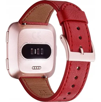 Řemínek na hodinky ŘEMÍNEK PRO HODINKY Fitbit Versa/Versa 2/LITE/SE ČERVENÝ Z PRAVÉ KŮŽE