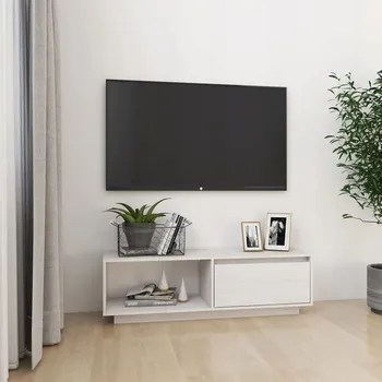 Televizní stolek TV stolek bílý 110x30x33.5 cm borovice VidaXL