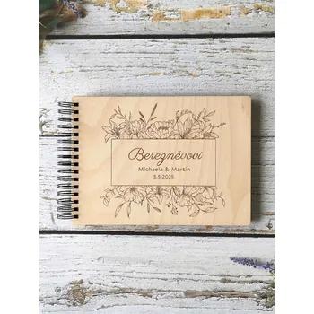 Svatební album dřevěné - luční kvítí Vyber typ vazby: Pevná klasická (černá), Barva vnitřních papírů: Latte