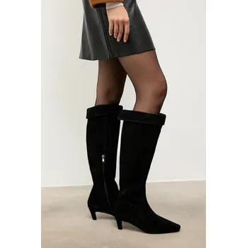 Dámské kozačky Semišové boty Answear.LAB černá barva, na podpatku AN-X24285-3007A-L 99X, EUR 39