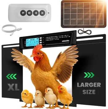 Automatická dvířka ke kurníku Okkobi 28 x 24 cm velká, solarní, otvíraní do boku z obou stran, časovač a ochrana proti skřípnutí | černá, Barvy a parametry Černá