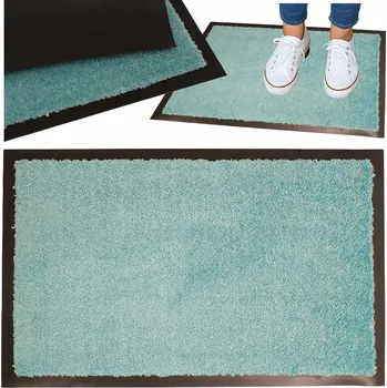 Rohožka ROHOŽKA PŘED DVEŘE VCHODOVÁ PROTISKLUZOVÁ KOBEREC 40X60 SVĚTLE TYRKYSOVÁ