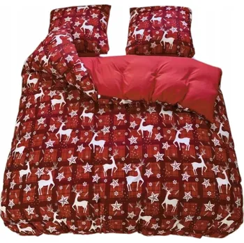 Povlečení POVLEČENÍ VÁNOČNÍ 200x220 BAVLNA SATÉN GierekHoff SOUPRAVA 3 dílná KOSTKA