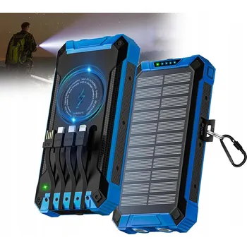 Powerbanka SOLÁRNÍ POWERBANKA INDUKČNÍ NABÍJEČKA 20000mAh 6xUSB SVÍTILNA