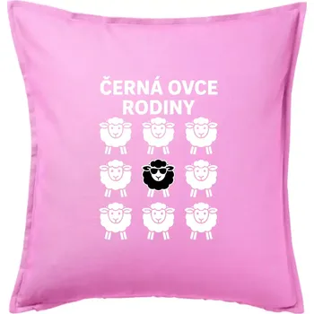 Polštář Černá ovce rodiny - Polštář 50x50 - 50x50 - Pouze potah ( Růžová )