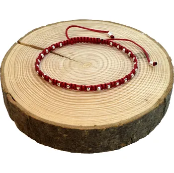 Náramek WUX Minimalistický náramek stříbrný korálek VELIKOST NÁRAMKU: Pánská....18cm, BARVA PROVÁZKU: Bílá, PRŮMĚR PROVÁZKU: Ø 1mm