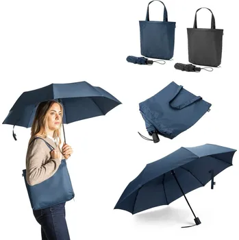 Deštník SKYLAR. Součástí je deštník 2 v 1 s nákupní taškou z recyklovaného polyesteru 10 bez potisku bez potisku