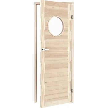 Interiérové dveře Dřevěné interiérové dveře s kulatým oknem 7x19 osika