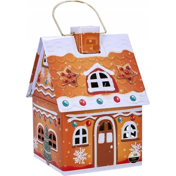 Dóza na potraviny Plechová dóza vánoční domeček na sušenky, 14x10 cm