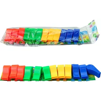 Plastové píšťalky 12 ks – barevná sada pro děti i dospělé