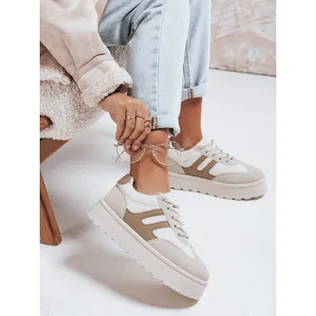 Dámské tenisky Dámské zateplené tenisky na platformě ZY1071 Barva: Béžová, Velikost: 37