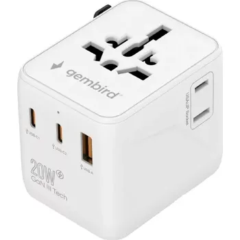 Univerzální cestovní adaptér a nabíječka 20 W s GaN