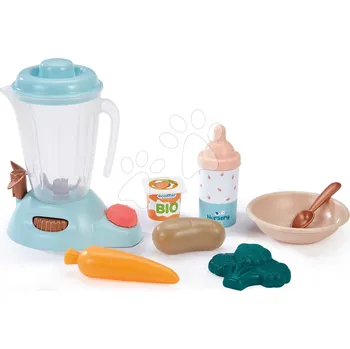 Dětská kuchyňka Snídaňová sada s mixérem v kufříku Nursery Écoiffier s láhví na krmení a potravinami 8 doplňků od 18 měsíců