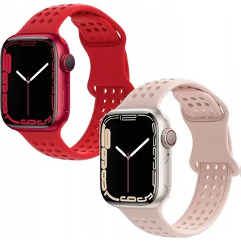 2x ŘEMÍNEK PRO APPLE WATCH 1/2/3/4/5/6/7/8/9/SE 38/40/41mm ČERVENO-RŮŽOVÝ