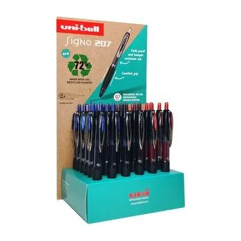 UNI displej Signo 207E 36 ks (0,7 mm), papírový, plný, otevřený, náplň: 12 x modrá, 12 x černá, 12 × červená, Š 14 V 21 H 6 cm