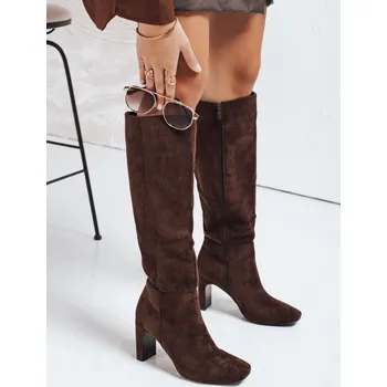 Dámské kozačky Dámské semišové kozačky ZY1173 Barva: Hnědá, Velikost: 41