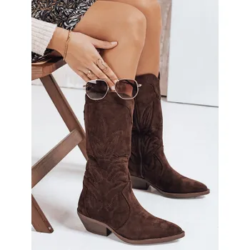 Dámské kozačky Dámské kovbojské kozačky semišové ZY1160 Barva: Hnědá, Velikost: 37