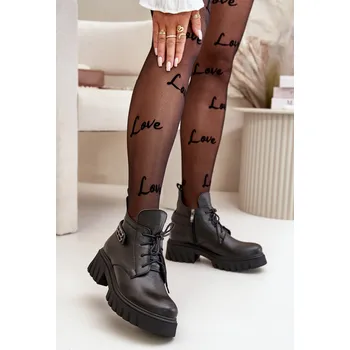 Dámské kozačky Zazoo 60483 Dámské Kožené Boty S Nízkým Zvrškem Zateplené Barva: Černá, Velikost: 36