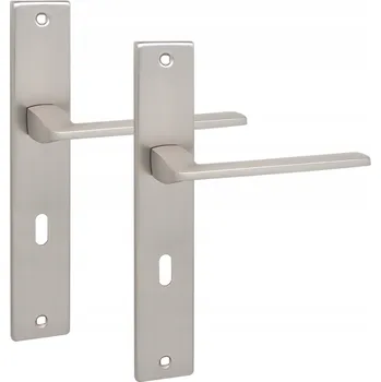 Dveřní kování Interiérová klika na dlouhém štítu, na klíč, Zambia Satén Kuchinox