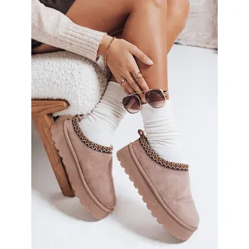 Dámská zimní obuv Dstreet dámské sněhule s výšivkou semišové ZY1183 Béžová 39