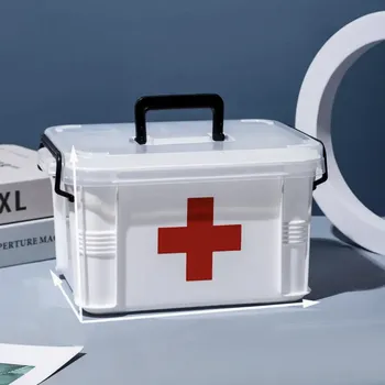 Zdravotnický materiál Malá dvouvrstvá nouzová lékárnička – kompaktní a přenosná Barva: bílá/černá