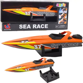 Hračka pro nejmenší Natahovací motorový člun do vody – oranžový