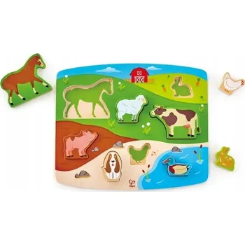 Dřevěná hračka Hape HAPE Puzzle stojící zvířátka z farmy, univerzální