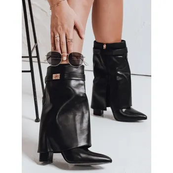 Dámské kozačky Dámské kotníkové boty na blokovém podpatku široké ZY1116 Barva: Černá, Velikost: 37