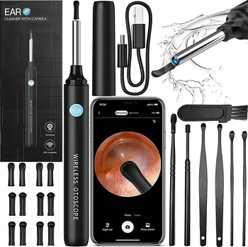 IP kamera Smart otoskop pro čištění uší HD, akumulátorový, 4 nástavce, Wi-Fi