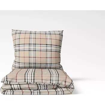 Povlečení Flanelové povlečení Béžové káro 140x200+70x90