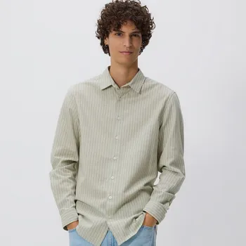 Pánská košile Reserved - Košile ze směsi lnu regular - bledá zelená - 427GT-07P - 427GT-07P-S