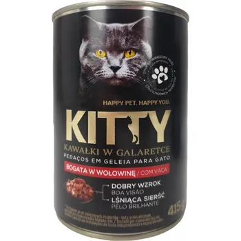 Krmivo pro kočku Kitty Kousky v želé s hovězím masem 415g