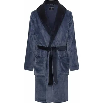 Pánský župan Henderson Tmavě modrý pánský žebrovaný župan Nantes 43375 Nantes M-3XL Velikost: 3XL, Barva: Tmavě modrá