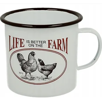 Hrnek Life Farm kovový, smaltovaný s potiskem, kov, 700 ml