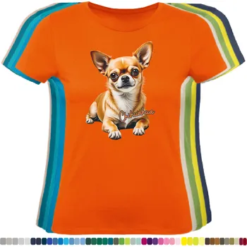 Dámské tričko damske-levne-bavlnene-tricko-digitalni-potisk-pes-civava Barva: Orange - oranžová, velikost: L