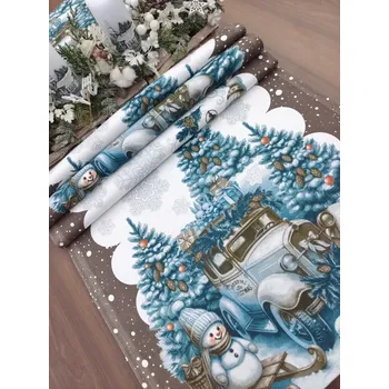 ubrus Běhoun vánoční - Vánoce v lese na hnědé - 160 cm