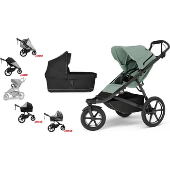 Kočárek Akční set Thule Urban Glide 3 Mist green + korbička Black + madlo Thule + pláštěnky Altabebe + moskytiéra Zopa Autorizovaný prodejce
