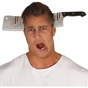 Vrták PÁSEK NŮŽ ZAPÍCHNUTÝ DO HLAVY SEKÁČEK HALLOWEEN