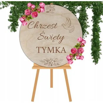 Obraz UVÍTACÍ TABULE KŘEST SVATÝ DEKORACE SÁLU SE JMÉNEM VELKÁ 50 CM KOLO