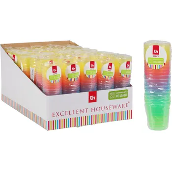 Jednorázové nádobí Pohárek na alkohol 0,03L, barevný pruhledný mix. 20ks/bal.