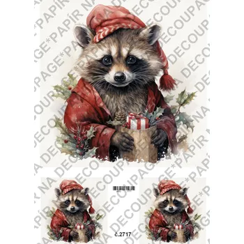 Umělecký papír Rýžový a soft papír na decoupage - Zvířátko v zimě - KB2717 Materiál: Soft, Rozměr: A4