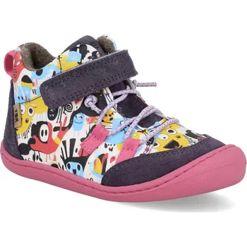 Dívčí zimní obuv Barefoot dětské zimní boty Koel - Beau Prints fialové Velikost: 23