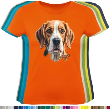 Dámské tričko damske-levne-bavlnene-tricko-digitalni-potisk-pes-bigl Barva: Orange - oranžová, velikost: XL