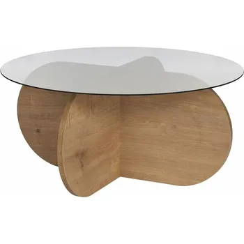 Konferenční stolek Konferenční stolek Aeris Sapphire Oak s tmavým sklem, hnědá