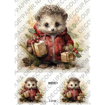 Umělecký papír Rýžový a soft papír na decoupage - Zvířátko v zimě - KB2728 Materiál: Soft, Rozměr: A4